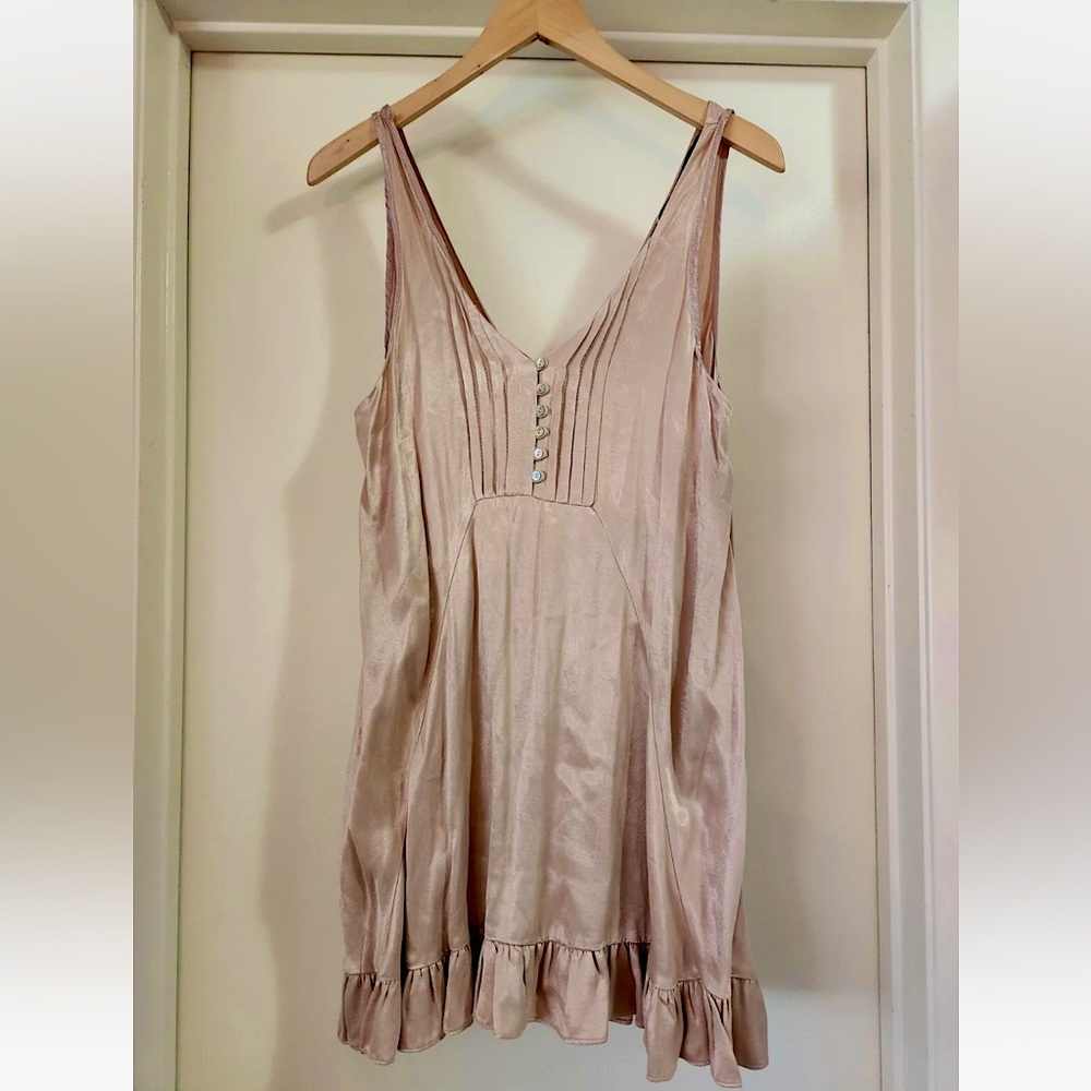Zara Trafaluc Pink Satin Vintage Inspired Slip Dress Tunic Small